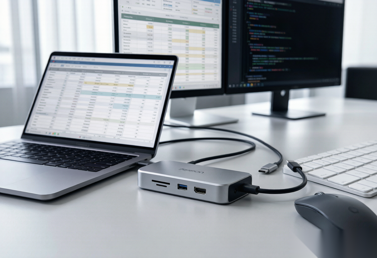 ZST-YR1B USB-C Docking Station desk setup